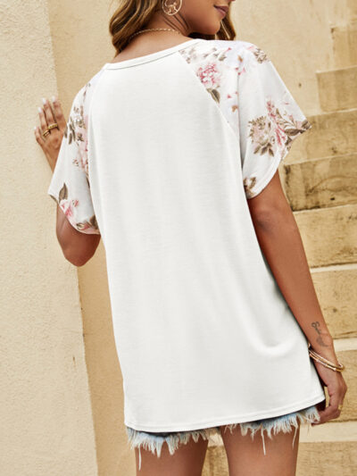 Summer casual dolman sleeve print stitching European and American T-shirt - Image 5