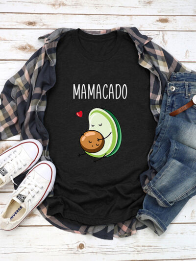 Women's Cute Avocado Graphic Print Short Sleeve Tee - Image 4