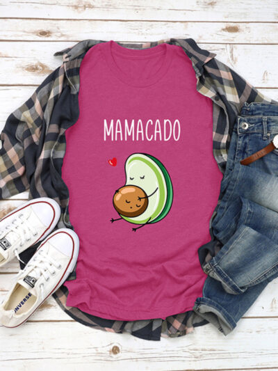 Women's Cute Avocado Graphic Print Short Sleeve Tee - Image 3