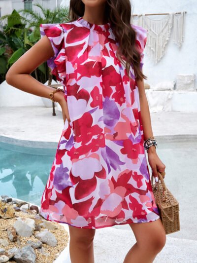 Women's Elegant Printed Sleeveless Dress - Image 11