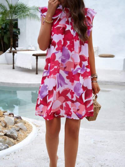 Women's Elegant Printed Sleeveless Dress - Image 9