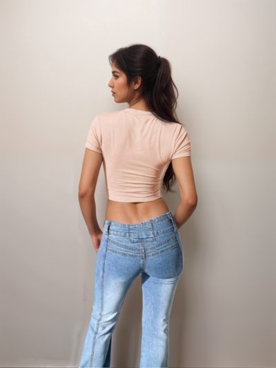 Y2K slim fit cropped short-sleeved Top