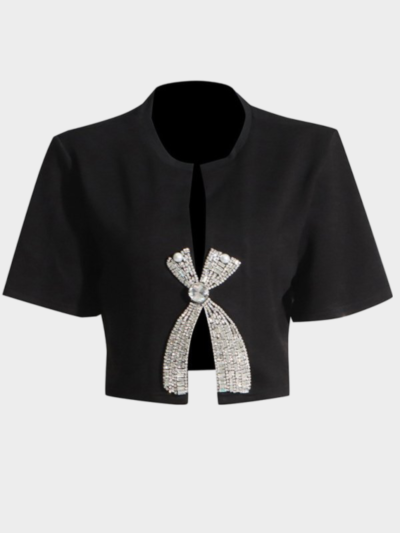 Style diamond sequined bow Top