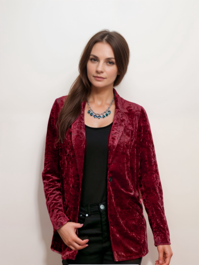 Casual gold velvet long-sleeved Blazer