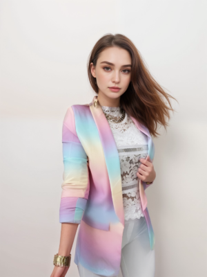 Casual Tie-Dye Printed Blazer