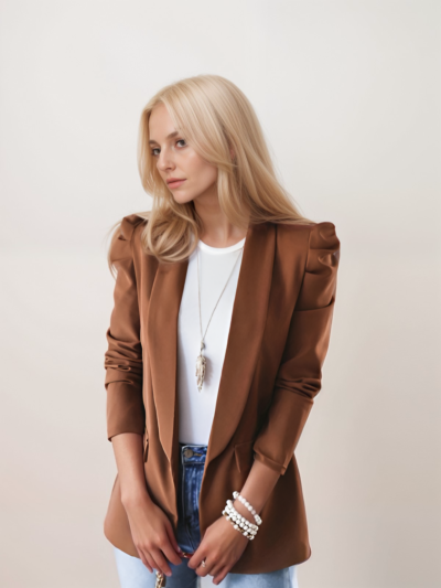 Shoulder pad puff sleeve slim Blazer