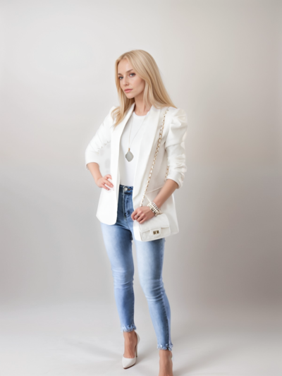 Shoulder pad puff sleeve slim Blazer