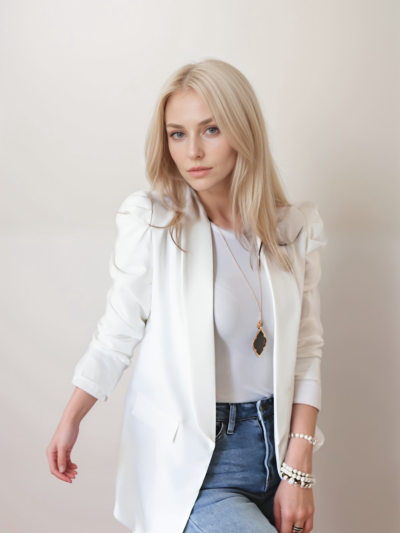 Shoulder pad puff sleeve slim Blazer