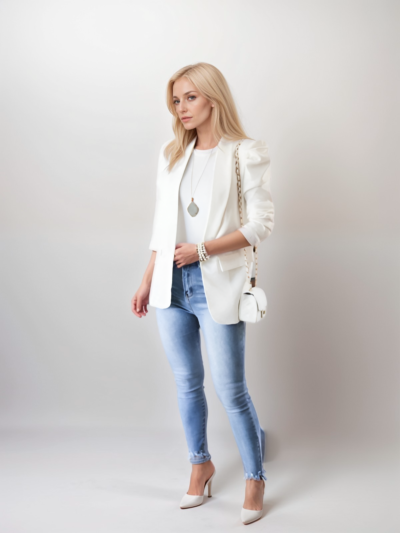 Shoulder pad puff sleeve slim Blazer