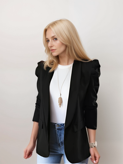 Shoulder pad puff sleeve slim Blazer