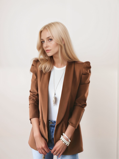 Shoulder pad puff sleeve slim Blazer