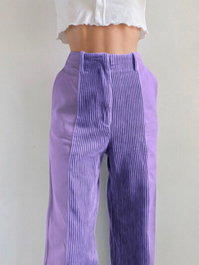 Loose Casual Solid Corduroy Pants - Image 15