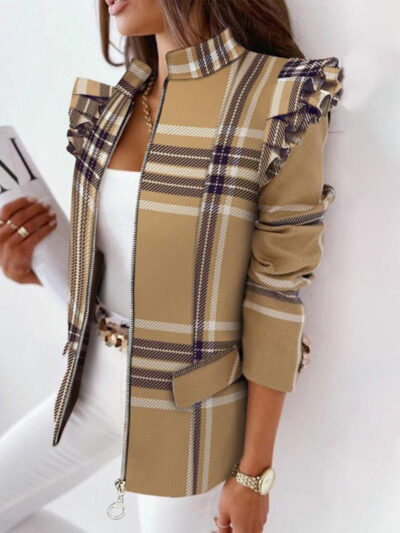 Autumn Winter Long Sleeve Printed Suit Coat - Image 7