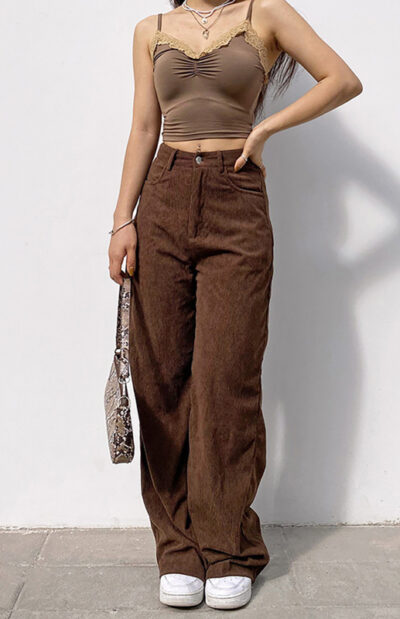 Women'S Slim Straight Wide Leg Trousers