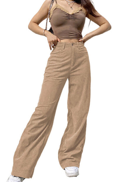 Women'S Slim Straight Wide Leg Trousers - Image 5