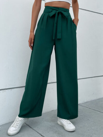 Women's casual commuting lace-up wide-leg pants - Image 3