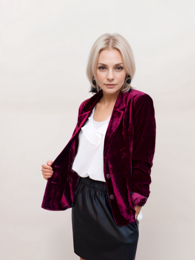 Casual Slim Long Sleeve Gold Velvet Blazer