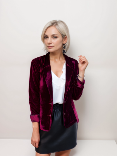 Casual Slim Long Sleeve Gold Velvet Blazer