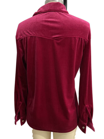 Loose casual all-match tooling retro gold velvet long-sleeved shirt - Image 8