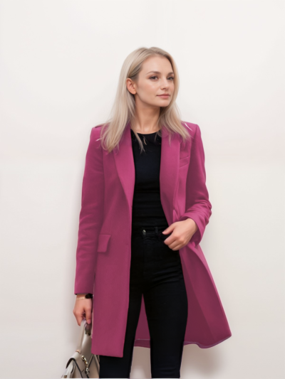 Mid long solid color Blazer