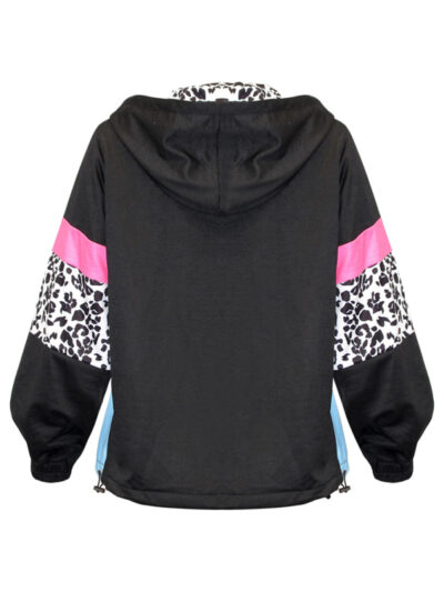 Women's Casual Colorblock Stitching Leopard Print Hooded Jacket - Image 2