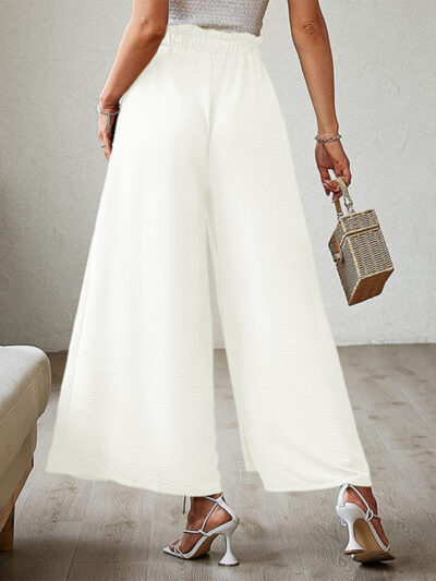 Bow loose high waist pleated wide leg pants with belt pants - Image 5