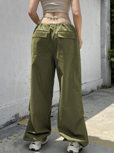 Women's Woven Pants Loose Retro Drawstring Casual Overalls - Image 7