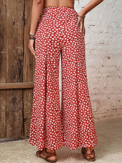 Women's High Waist Floral Print Flared Wide Leg Pants - Image 2