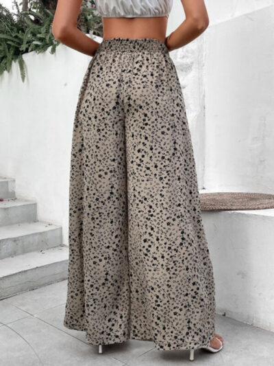 Ladies Floral Print Loose High Waist Drape Wide Leg Pants - Image 2