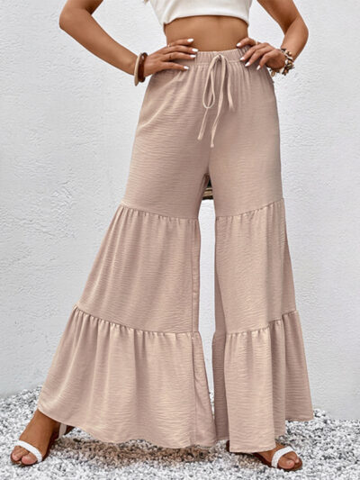 Casual Elastic Pants High Waist Stitching Flared Pants - Image 3