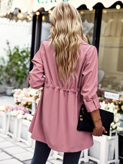 Women's fashion lapel drawstring trench coat - Image 13