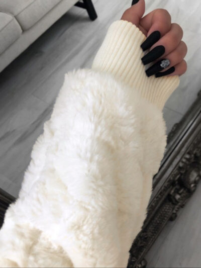 Autumn and winter furry long-sleeved hooded plush top long coat - Image 2