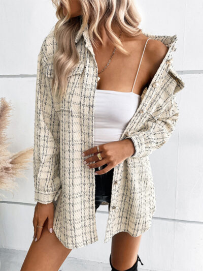 Fashion women's long plaid shirt jacket - Image 5