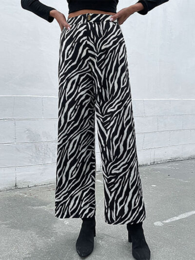 Women's commuter zebra print wide leg pants - Image 5