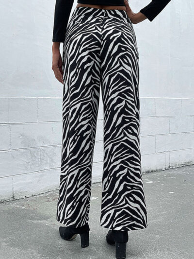 Women's commuter zebra print wide leg pants - Image 3