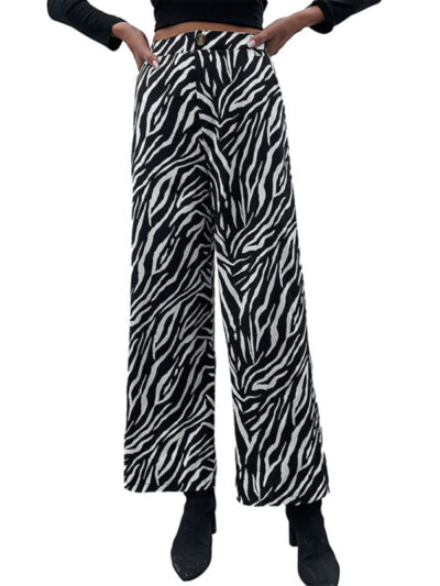 Women's commuter zebra print wide leg pants - Image 2