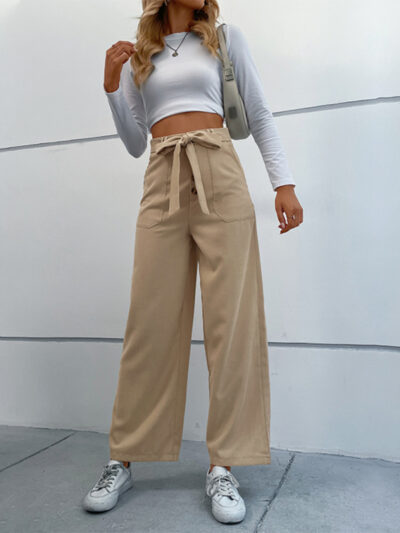 Women's straight solid color casual trousers - Image 4