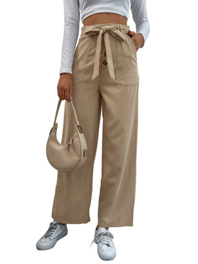 Women's straight solid color casual trousers - Image 2