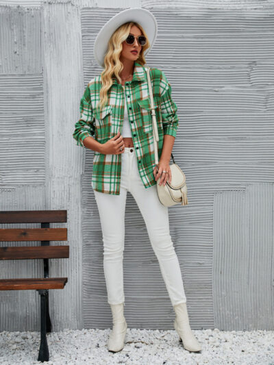 Fashionable plaid woolen jacket for autumn and winter - Image 3