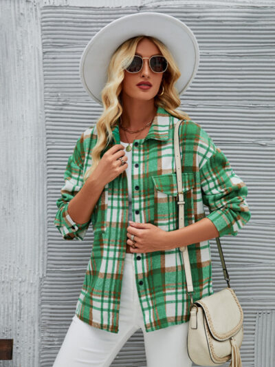 Fashionable plaid woolen jacket for autumn and winter