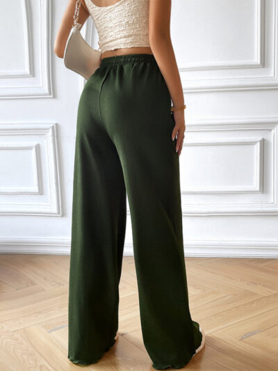 Fashion women's loose casual solid color wide leg trousers - Image 6