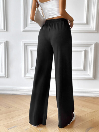 Fashion women's loose casual solid color wide leg trousers - Image 13