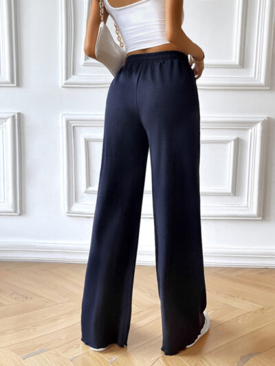 Fashion women's loose casual solid color wide leg trousers - Image 17