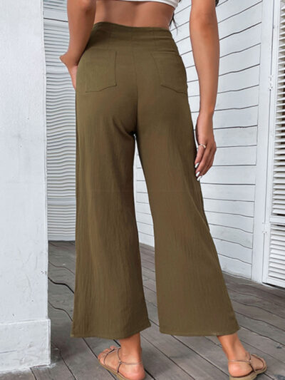 Women's nine-point pants high-waisted cotton and linen slim-fit micro-flared pants - Image 2