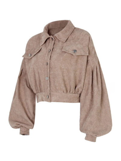 Corduroy Jacket Lantern Sleeve Single Breasted Short Jacket Women - Image 11