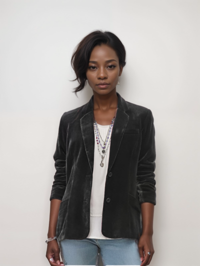 Gold velvet solid color Blazer