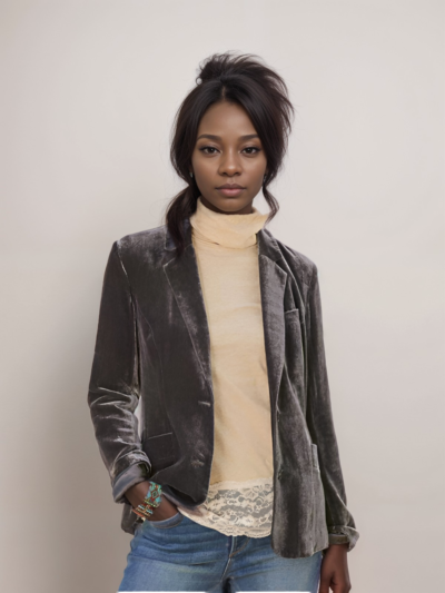 Gold velvet solid color Blazer