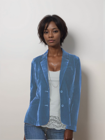 Gold velvet solid color Blazer