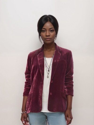 Gold velvet solid color Blazer