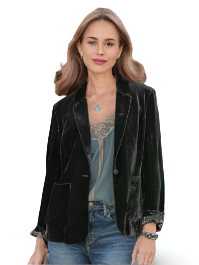 Gold velvet casual blazer